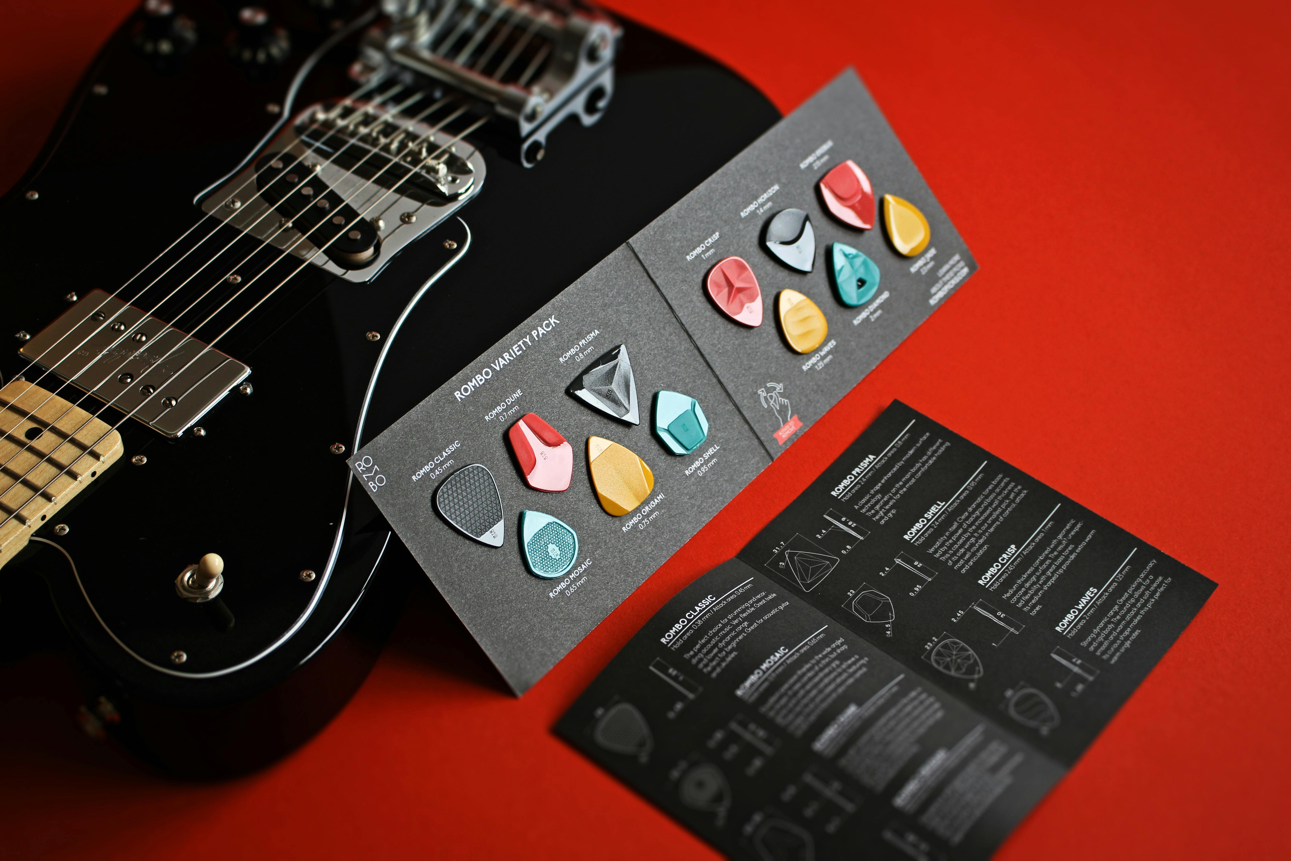 guitar pick variety pack with different thicknesses and shapes · Free
