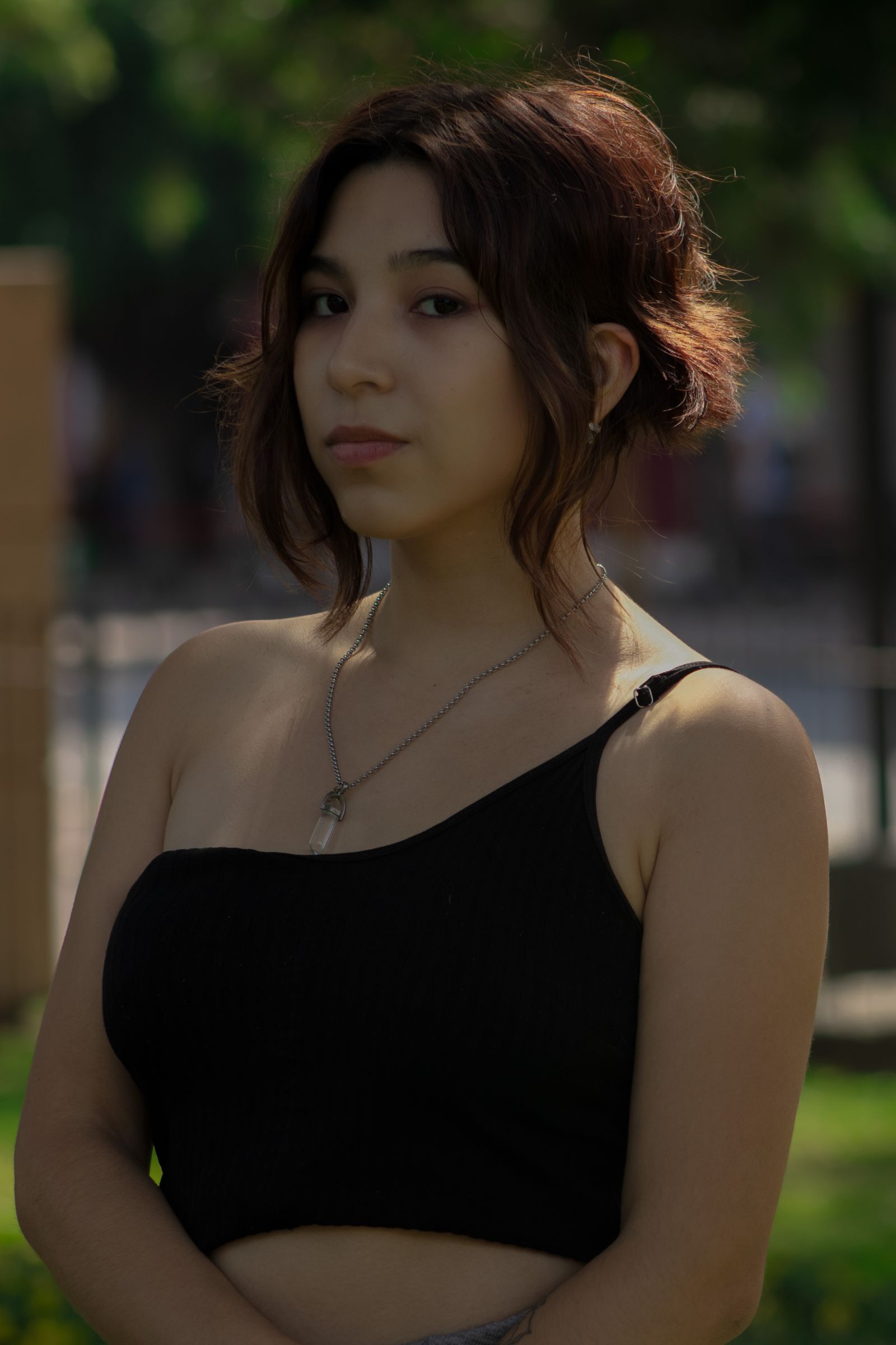Woman with a polished modern haircut