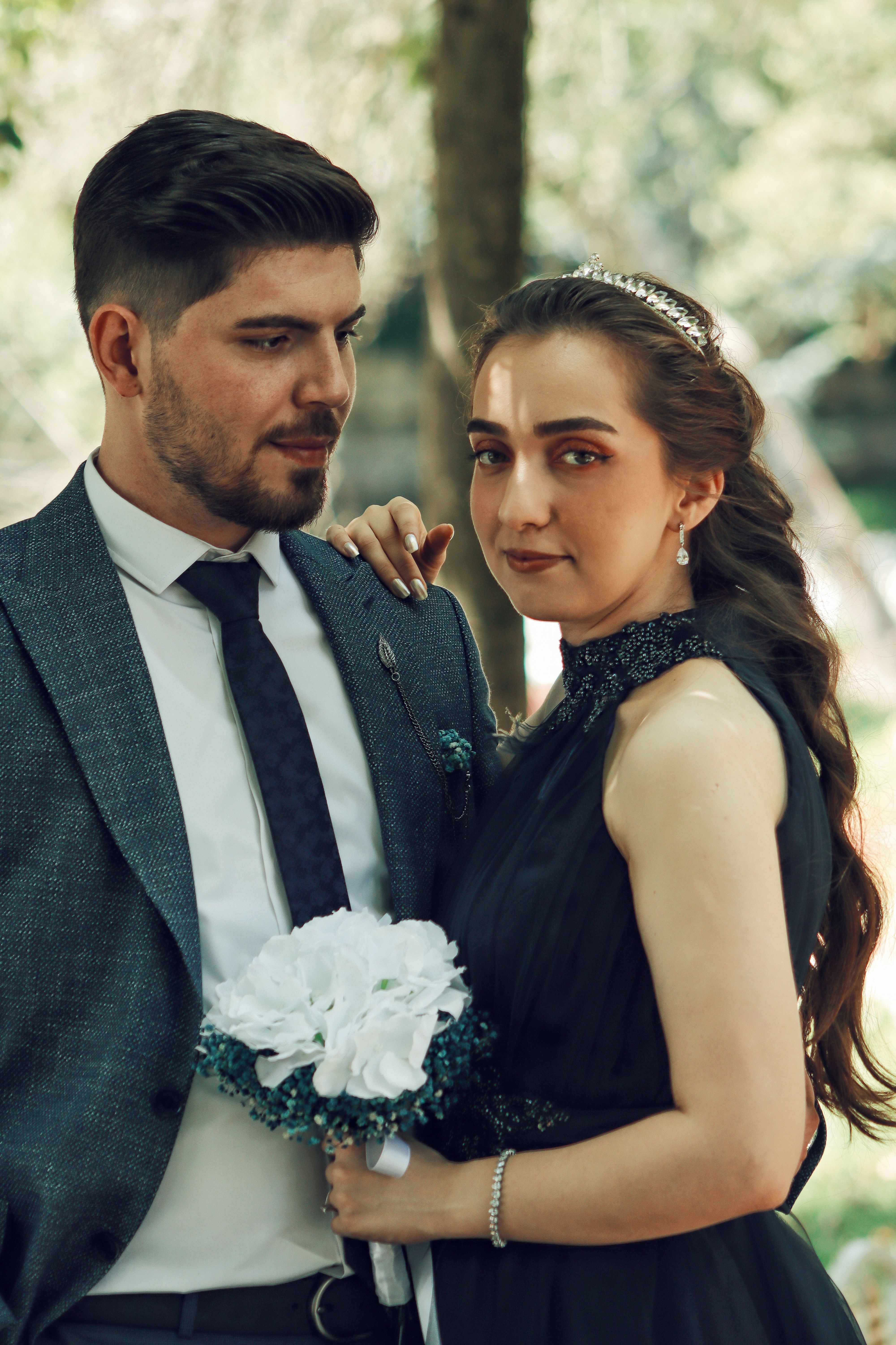Portrait of Couple in Suit and Black Dress · Free Stock Photo