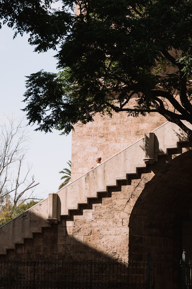 Antique Stone Stairs In Sunlight