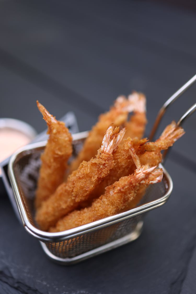 Fried Shrimps In A Basket