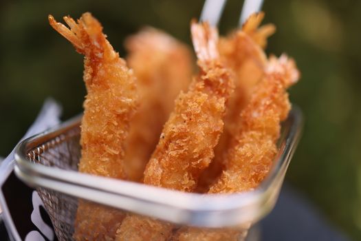 Breaded Shrimp with Okra & Honey Wheat Bread Crumbles