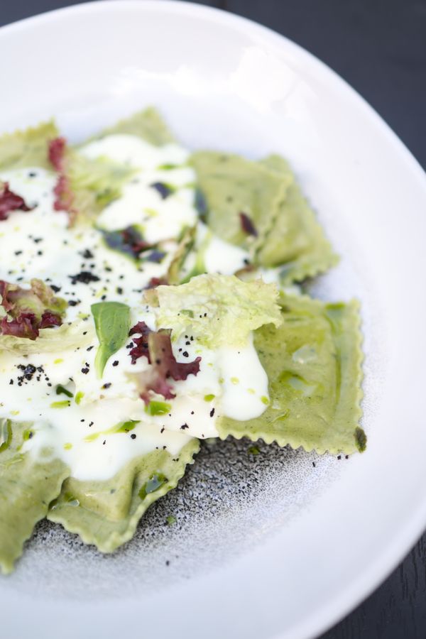 Spinach ravioli with walnuts and sage — photo by Valeria Boltneva on Pexels