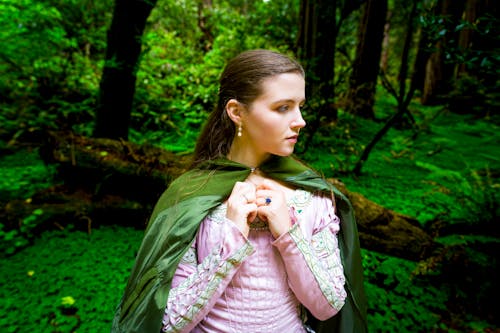 Fantasy Princess in Cloak Cloak and Dress at Muir Woods