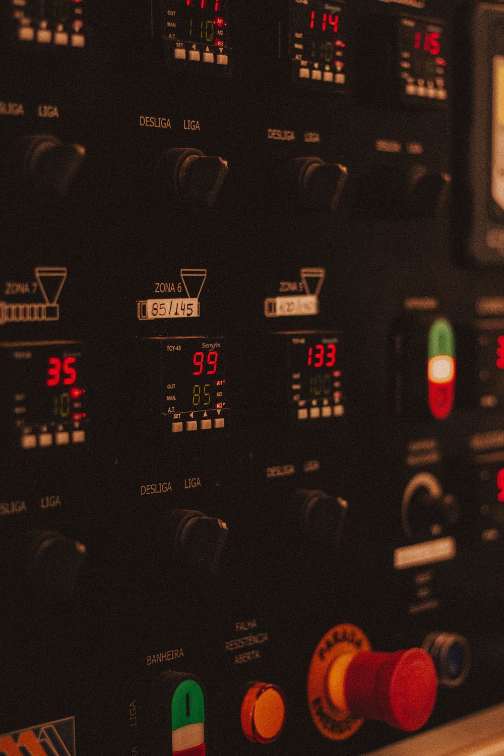 Industrial push buttons and switchgear detail