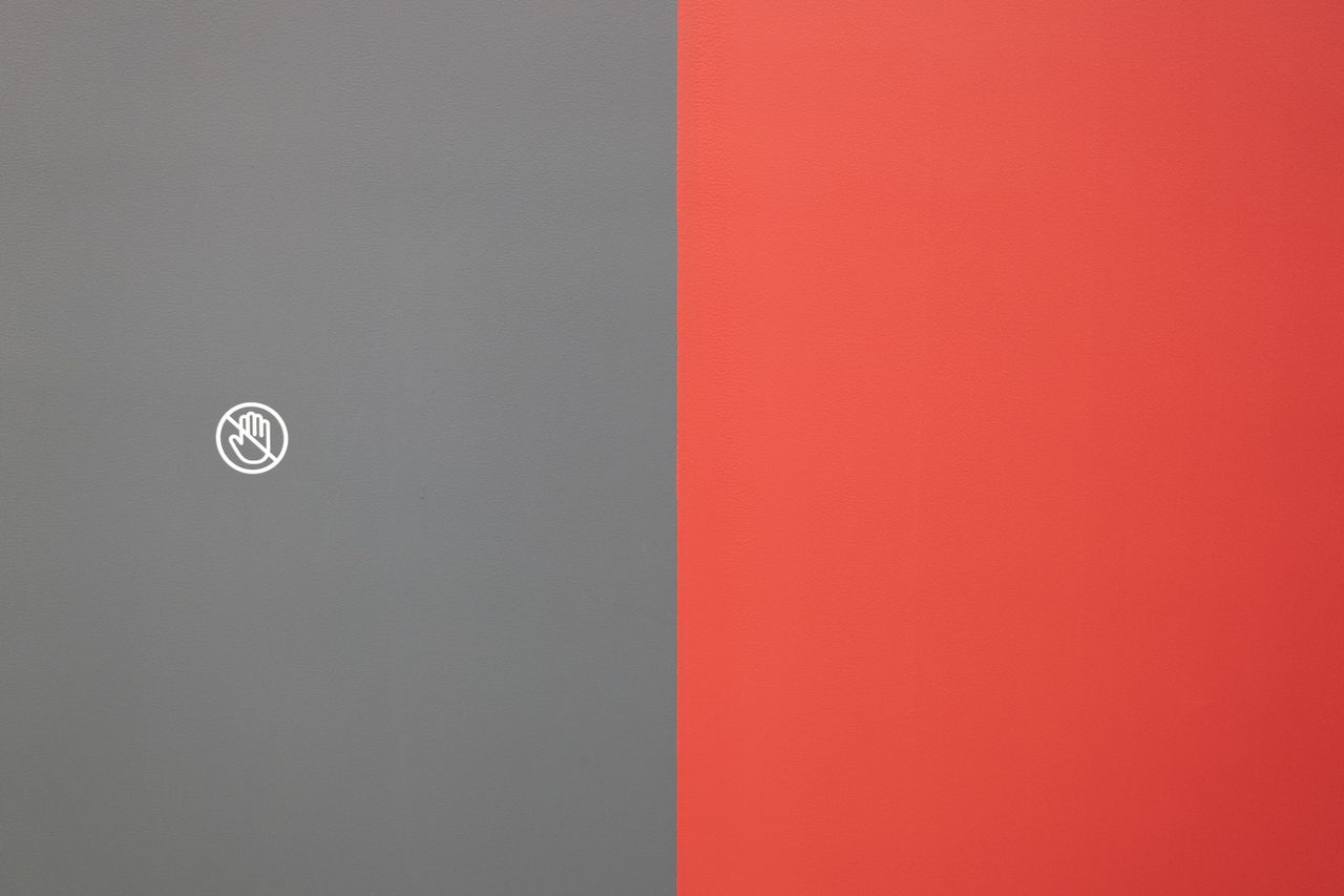elegant minimalist composition featuring contrasting red and gray colo