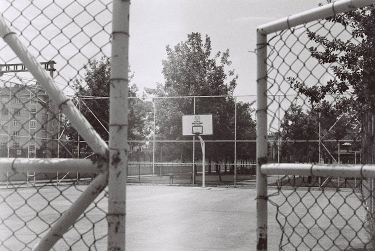 Basketball Court In Black And White