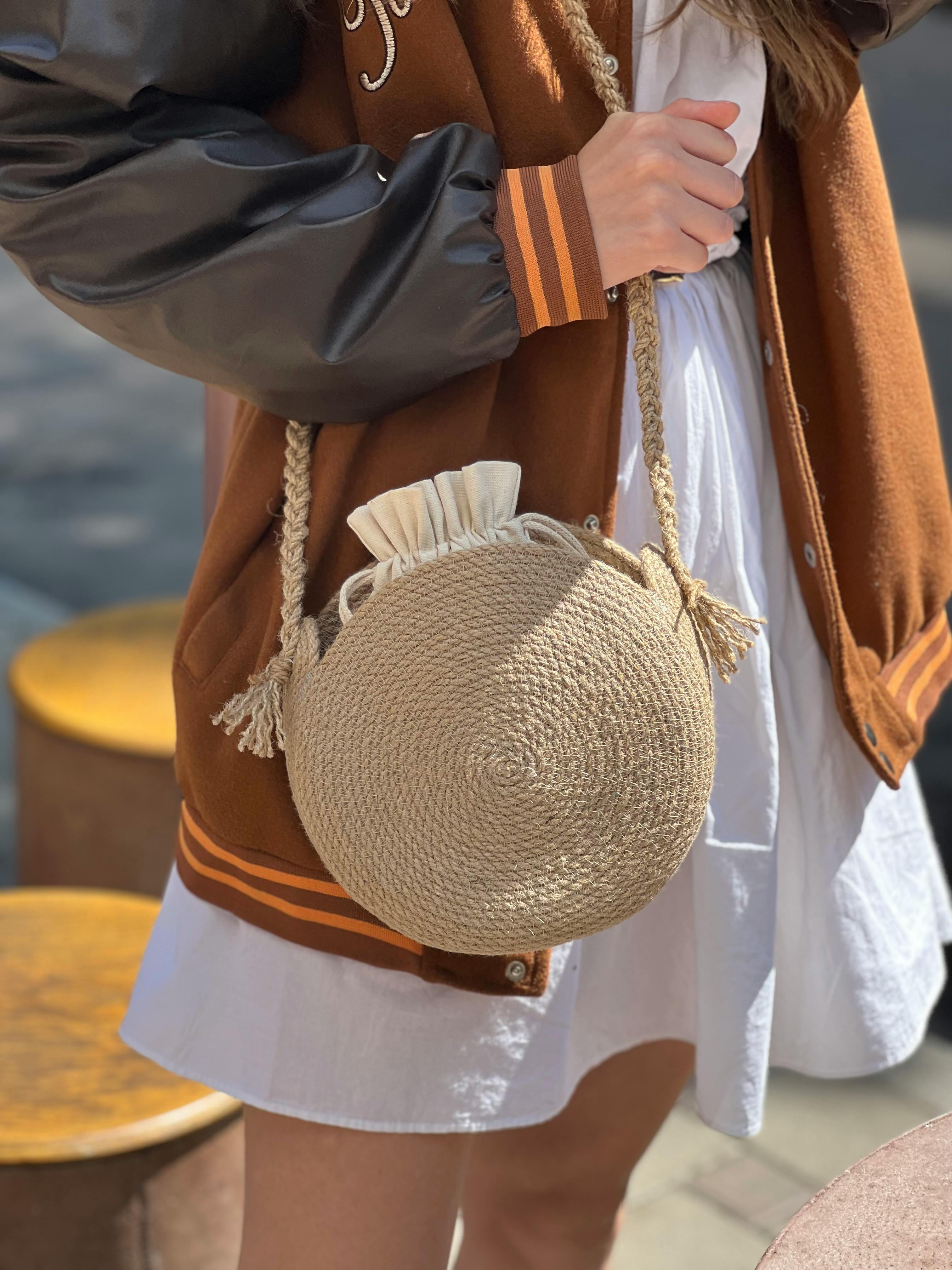 Bohemian Seashell Floral Round Rattan Purse Bali Clutch Shoulder Bag –  sunifty