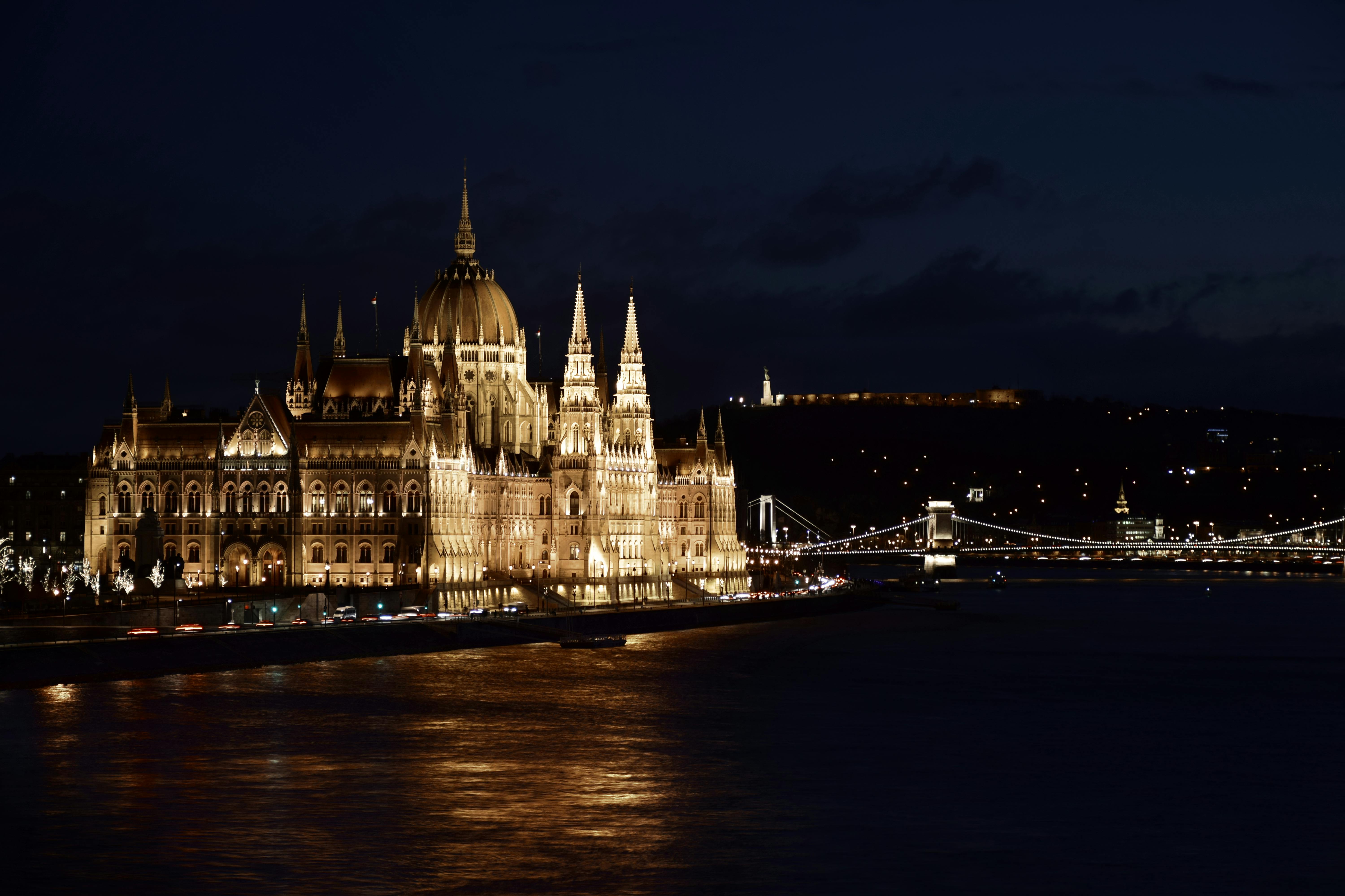 Free stock photo of hungarian parliament building, night city, parliament