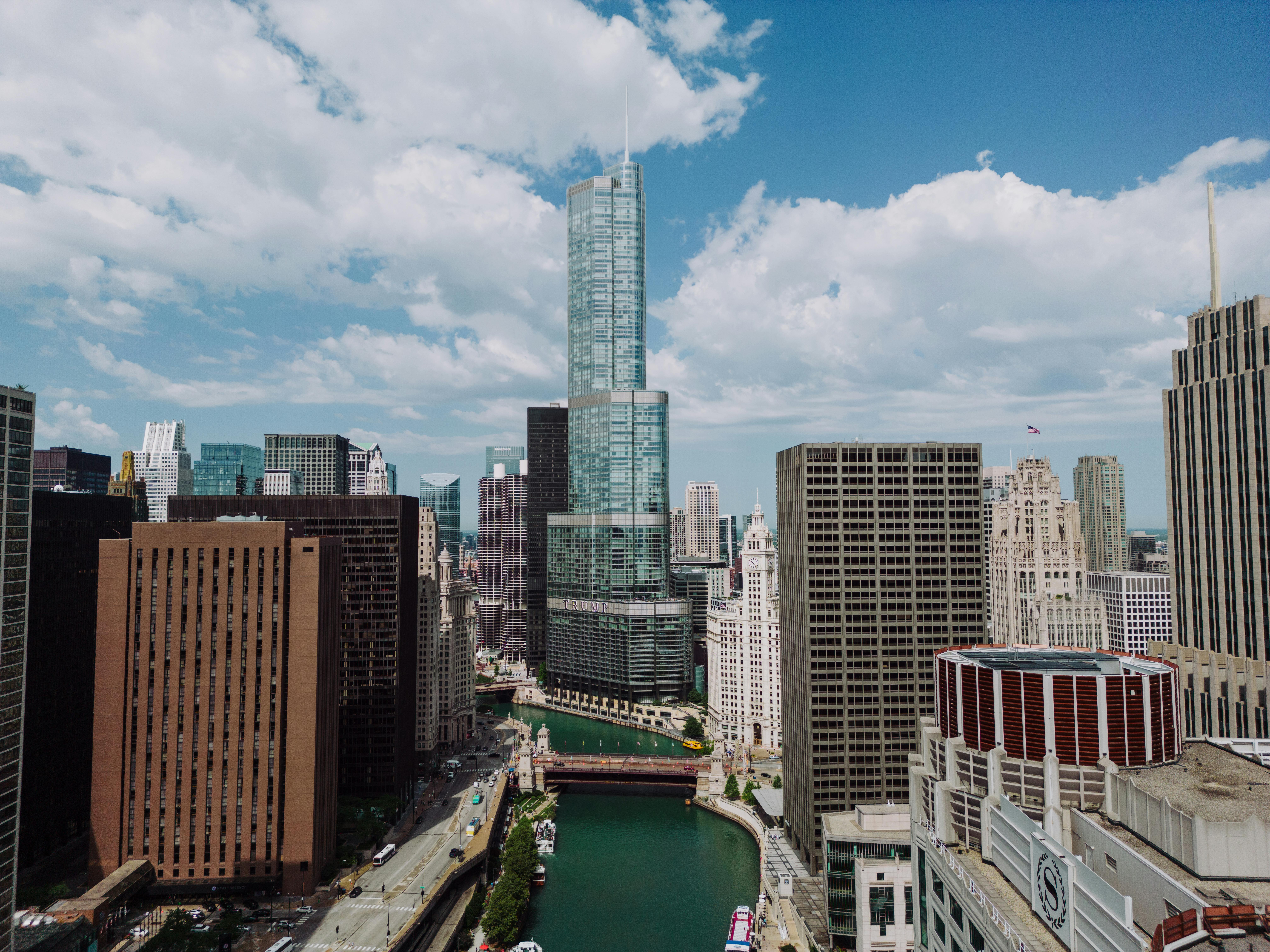Chicago River highlighting urban architecture