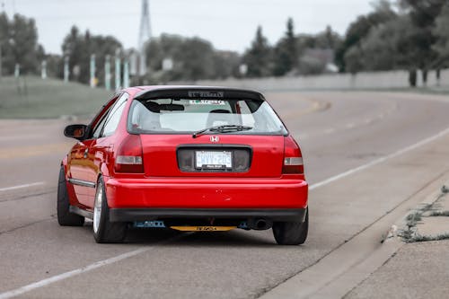 Red Honda on Road