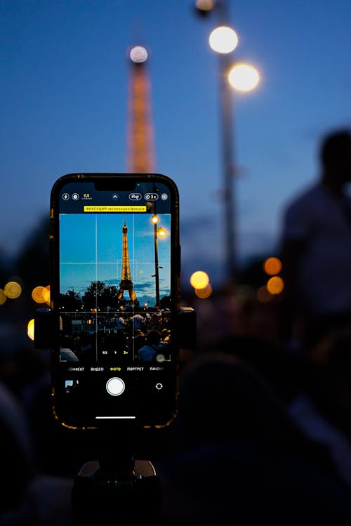 Eiffel Tower Seen on a Smart Phone Screen