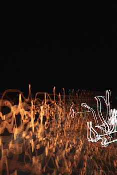 Dynamic abstract light trails creating a mesmerizing pattern against a dark background.