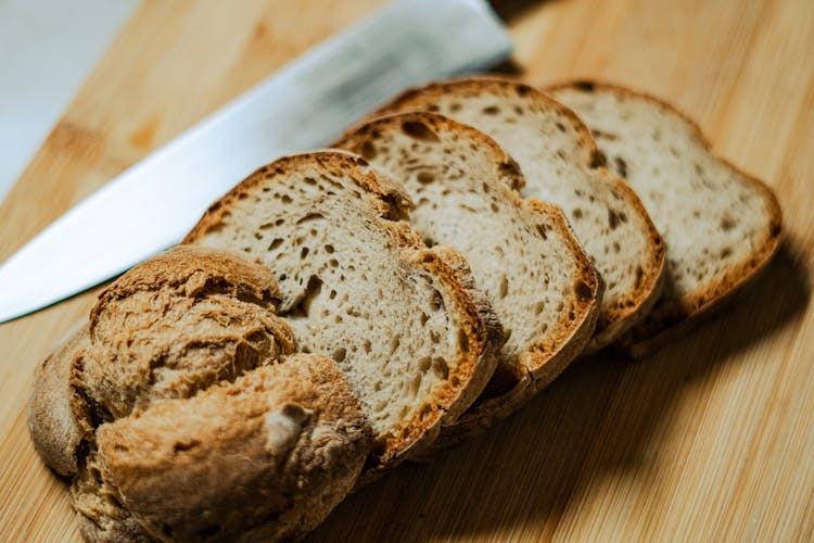 Sliced Bread On A Cutting Board 