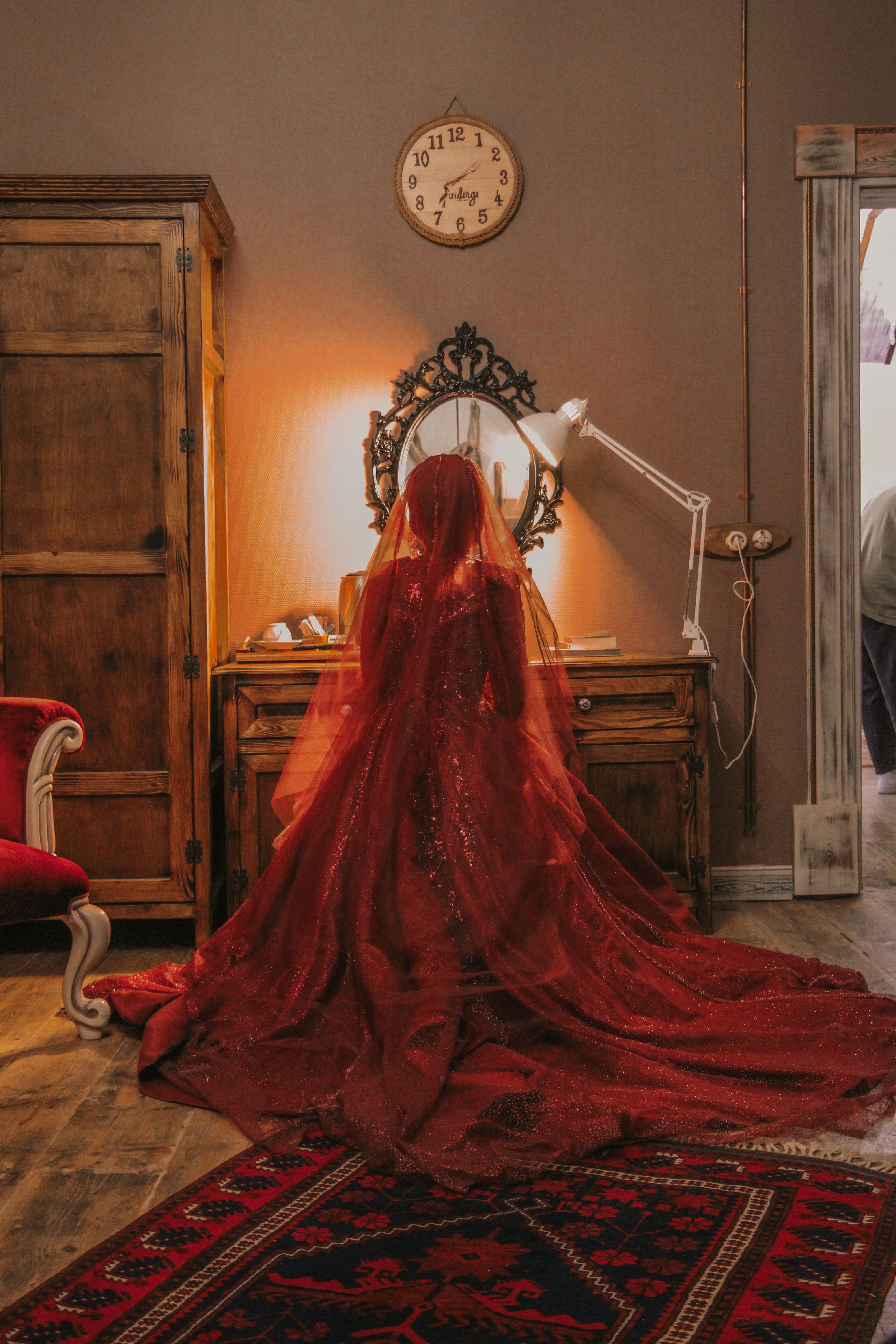 strapless open back dress Kurdish Red Coin Veil – House of Xezal