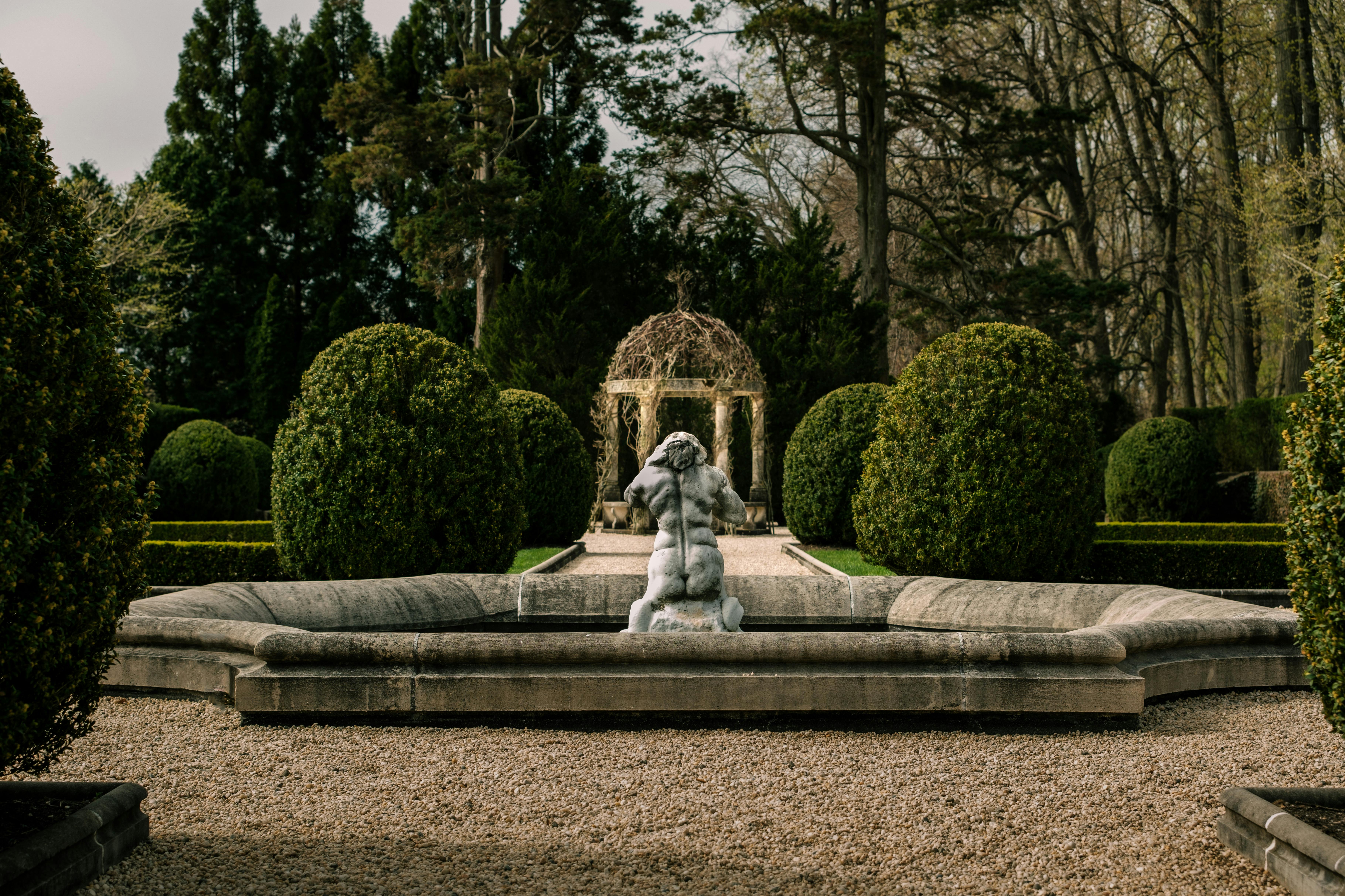 Gazebo with a fountain - hardscape patio contractors near me
