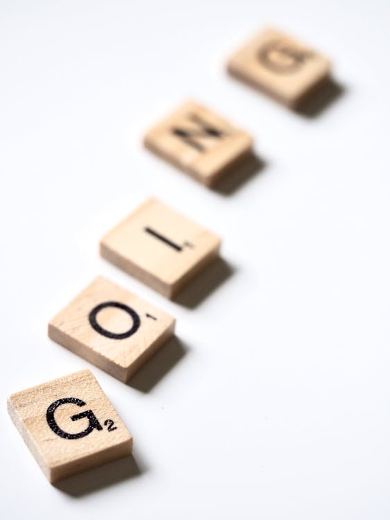 Free Scrabble Letters Forming the Word Going Stock Photo