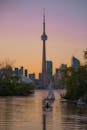 Sunset view of CN tower from Toronto Island