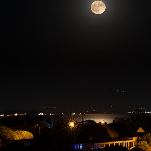 晚上, 月圓 的 免費圖庫相片