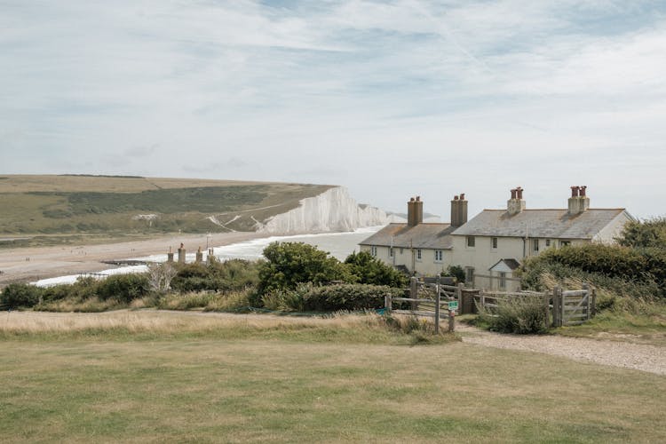 Houses On Coast In Cuckmere Haven In UK