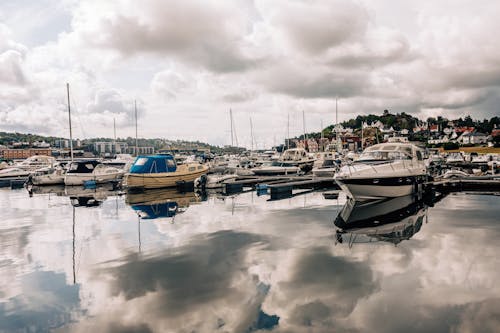 Clouds over Moored Motorboats