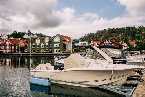 Moored Motorboats in Town