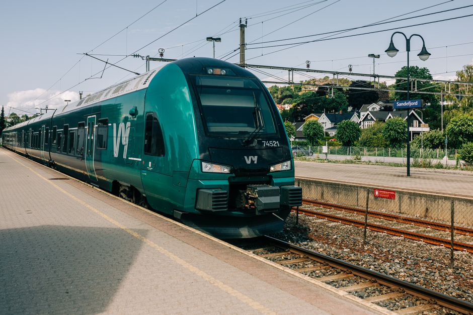 Comfortable interior of a Vy long-distance train in Norway