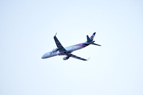 A Commercial Airplane seen from the Ground 