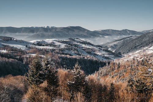 View of Mountains in Winter