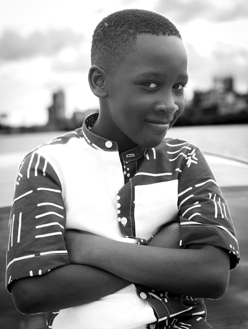 Boy in Shirt Standing with Arms Crossed