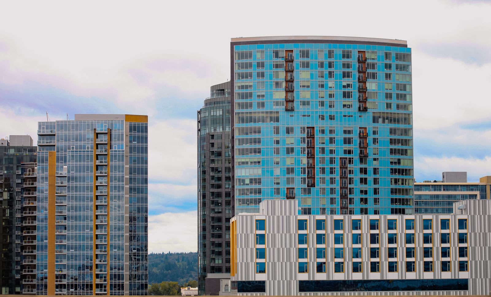 Mid-rise and high-rise buildings in downtown Bellevue, Washington