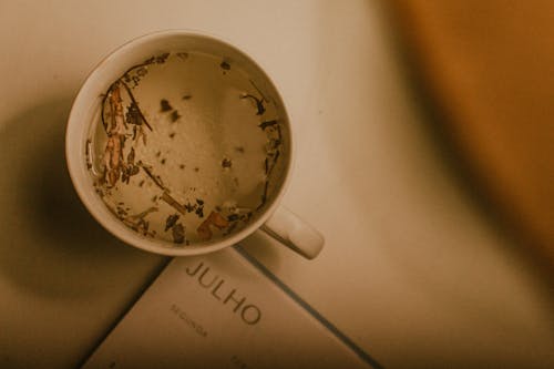 Top View of a Cup of Tea and a Calendar 