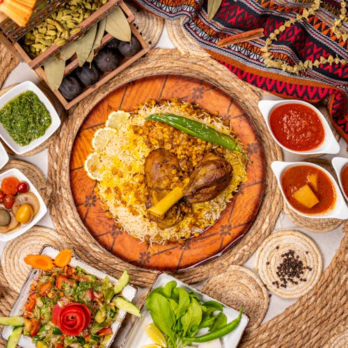 Free Top View of Kabsa Stock Photo