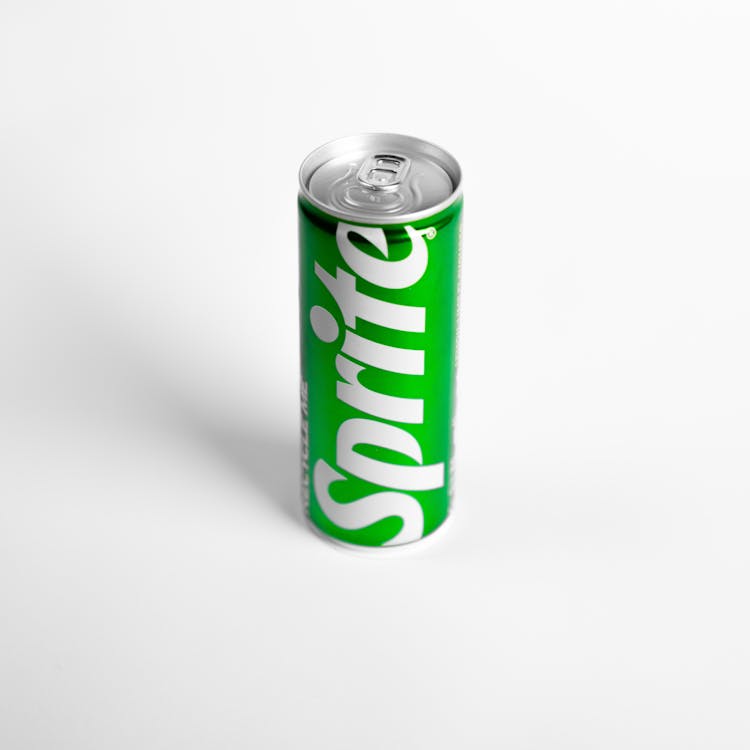 Can Of Sprite On White Background 