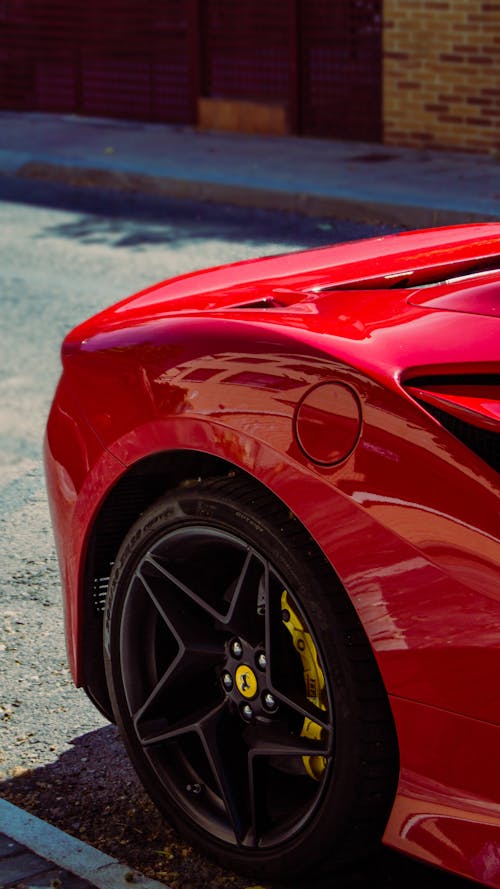 Close-up of the Front Side of a Ferrari F8 Tributo