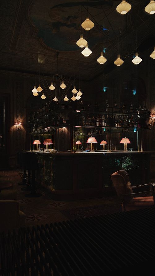 Free Classic bar interior in İstanbul with warm ambient lighting and vintage decor. Stock Photo