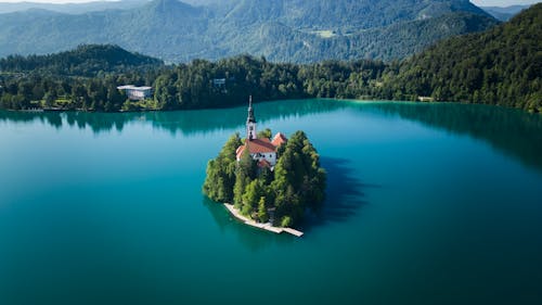Church on Island on Lake Bled in Slovenia