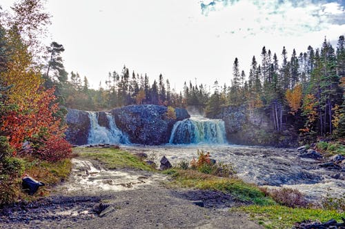Free stock photo of dual waterfall, waterfall