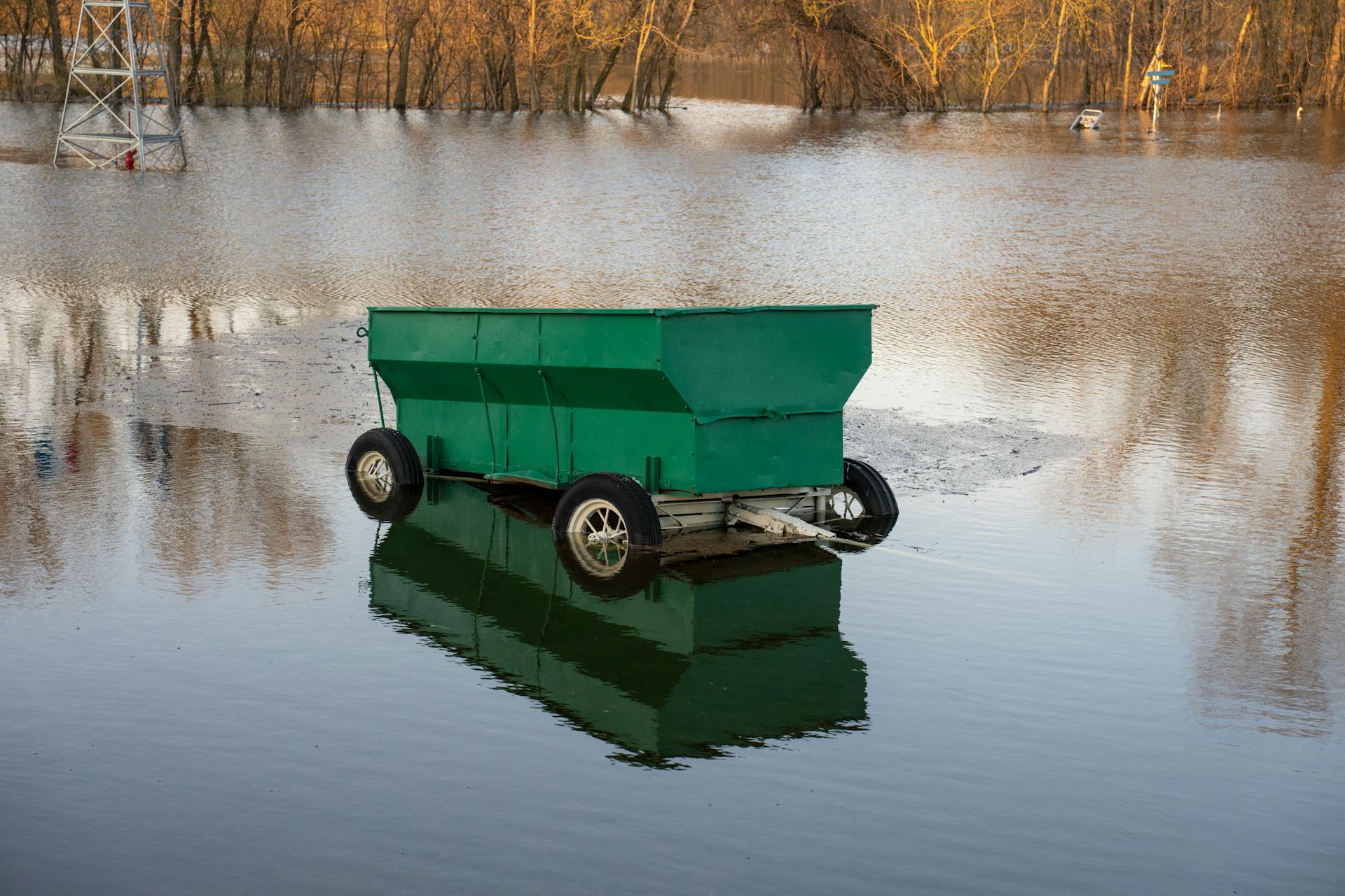 Trailer on Ice and Sunken in Water