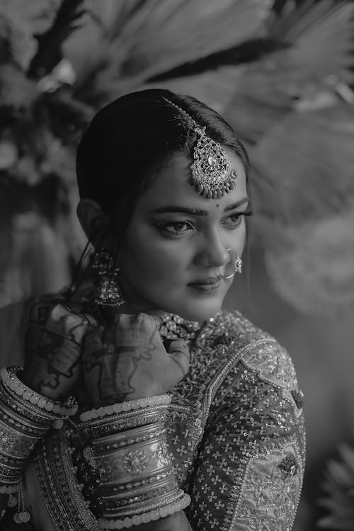 Portrait of a Beautiful Asian Woman in Traditional Clothing 