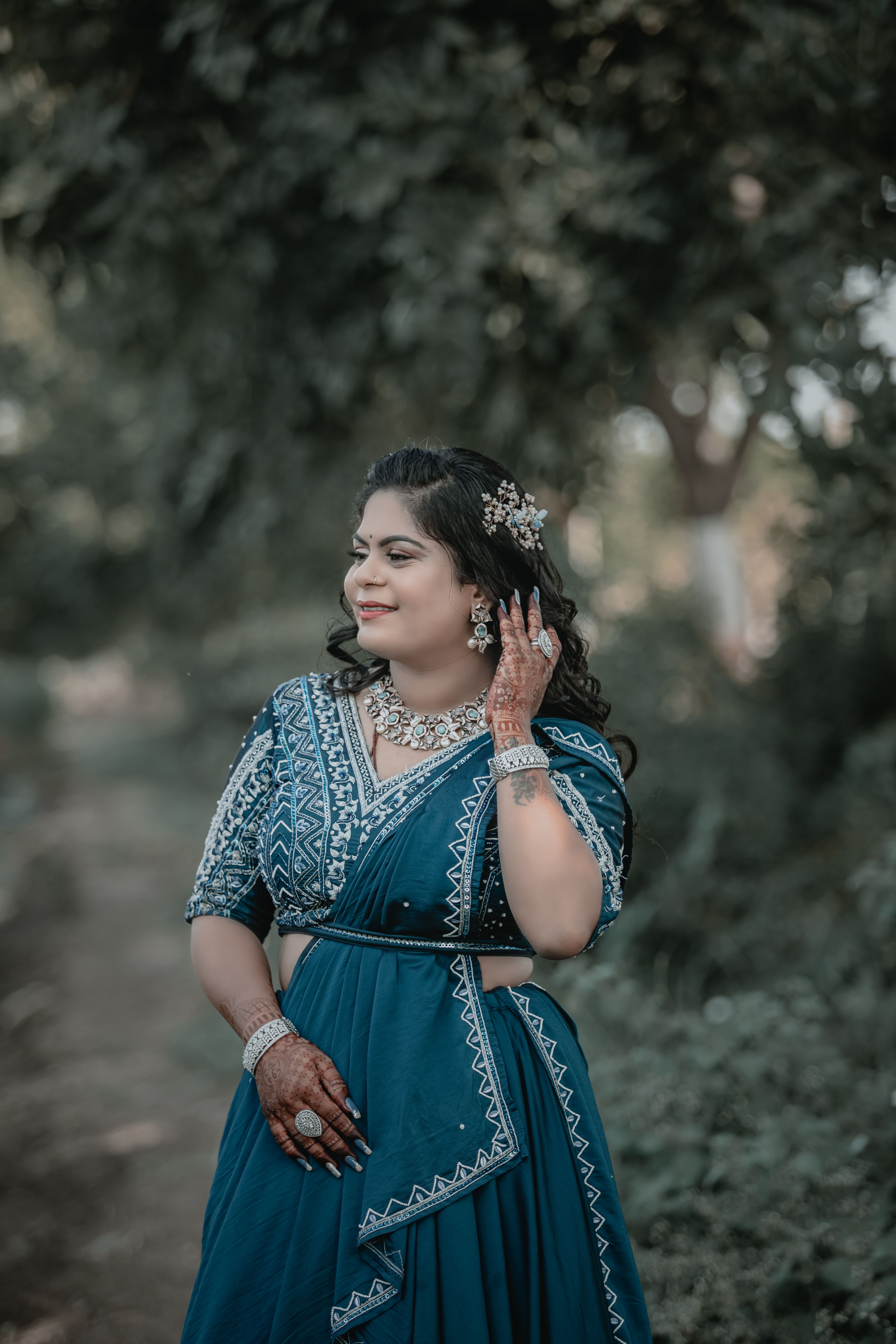 Smiling Woman in Blue, Traditional Dress · Free Stock Photo