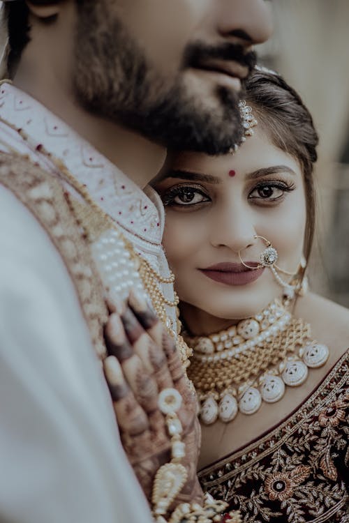 Smiling Bride with Golden Jewelry