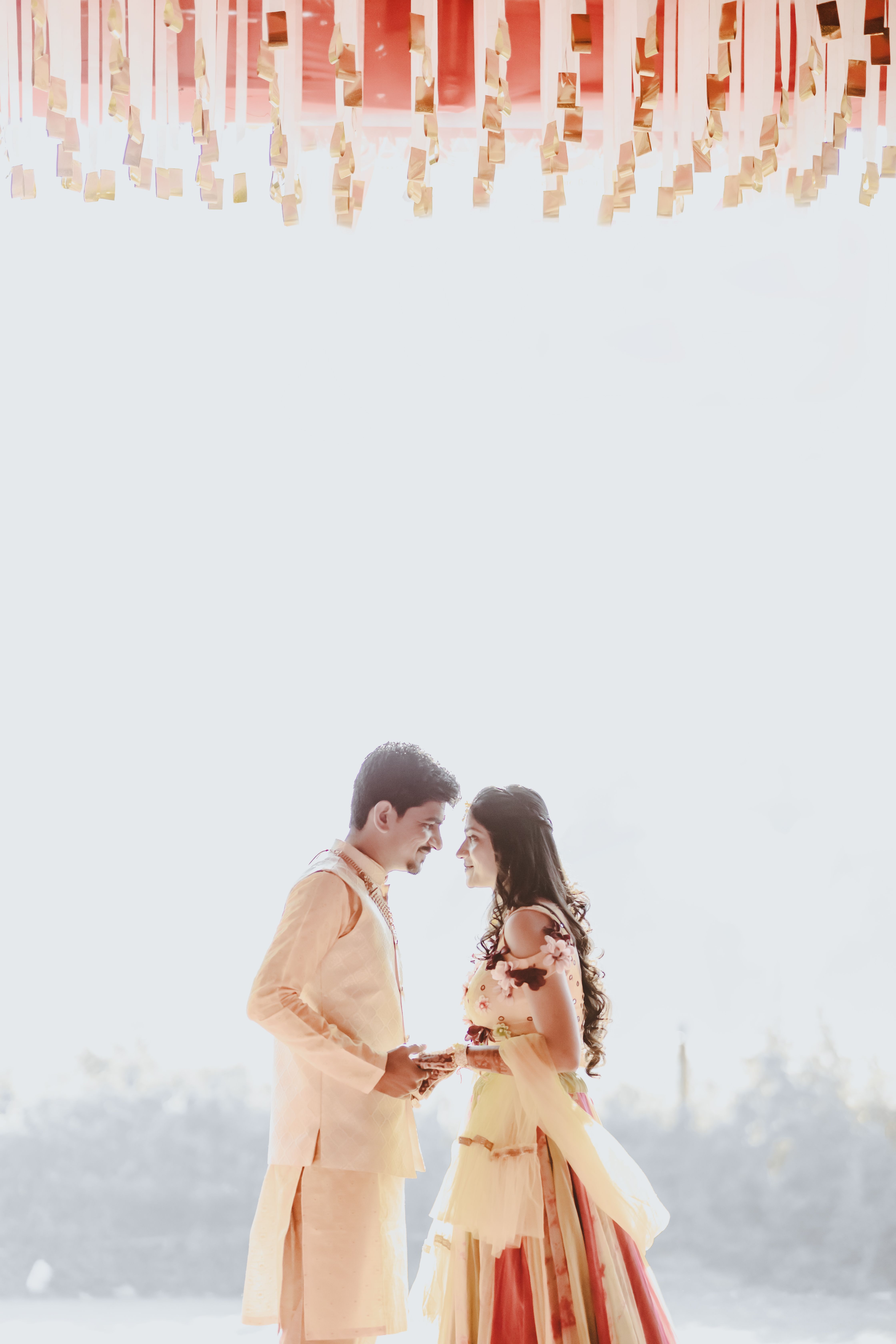 Young Indian Couple in Traditional Clothing Standing Face to Face and ...