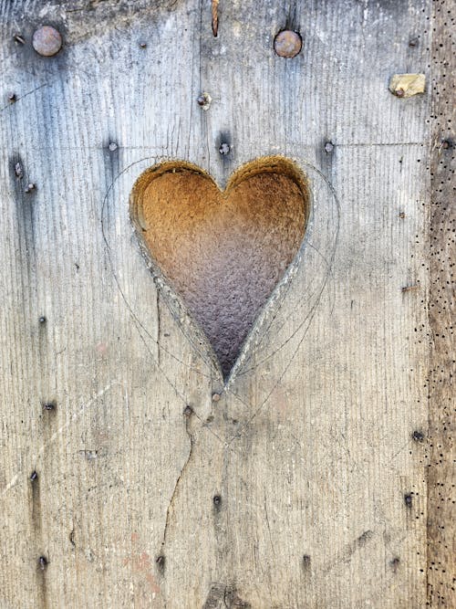 Free stock photo of heart shape, wooden door
