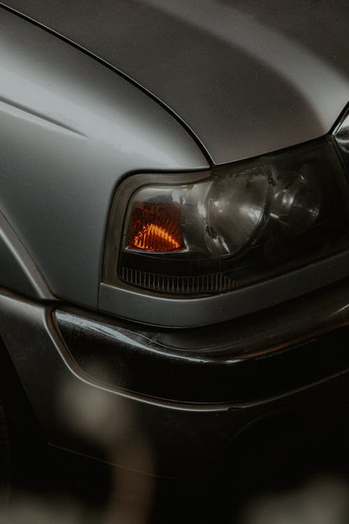 Headlight of Silver Car