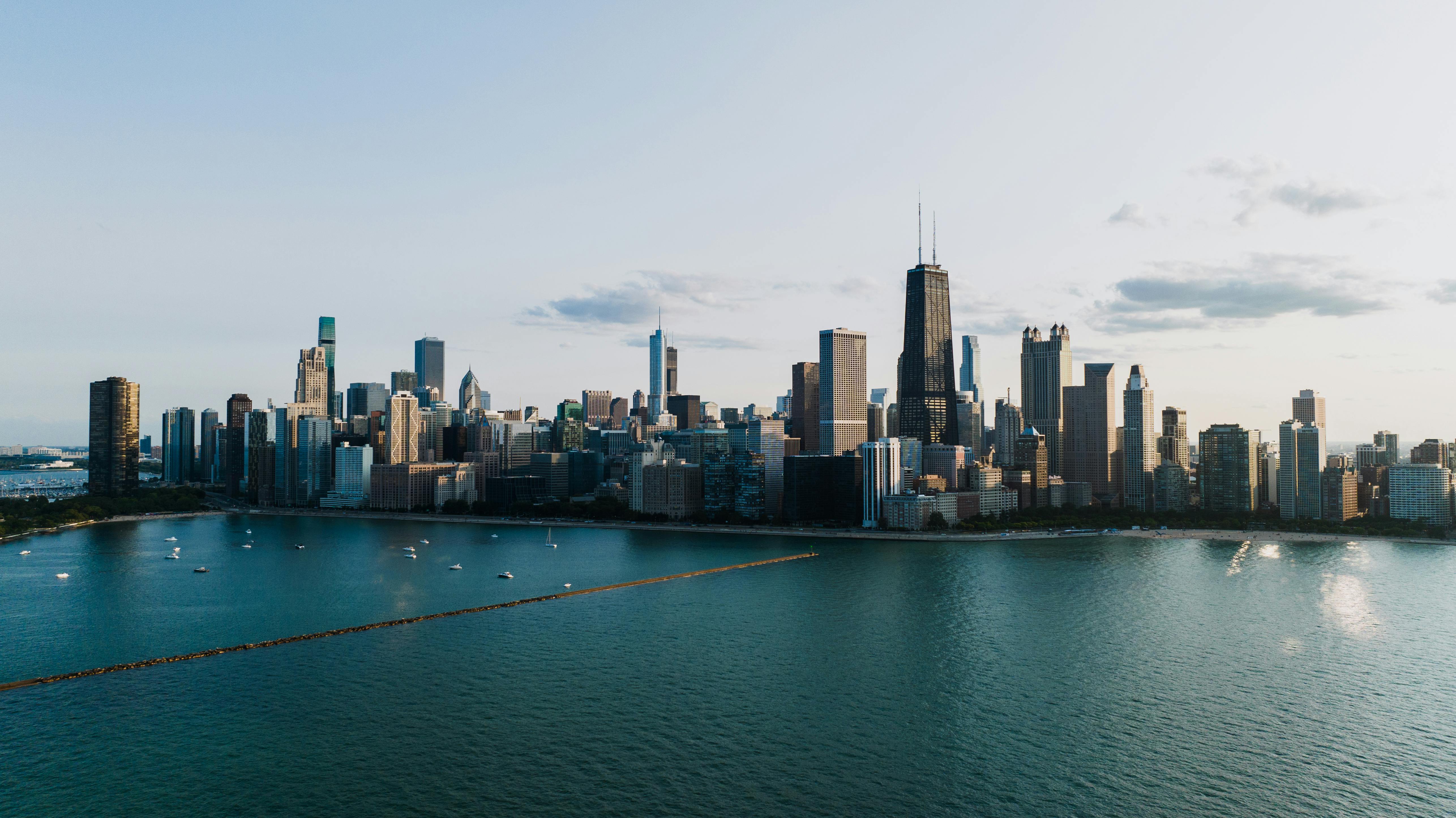 skyscrapers on lakeshore in chicago