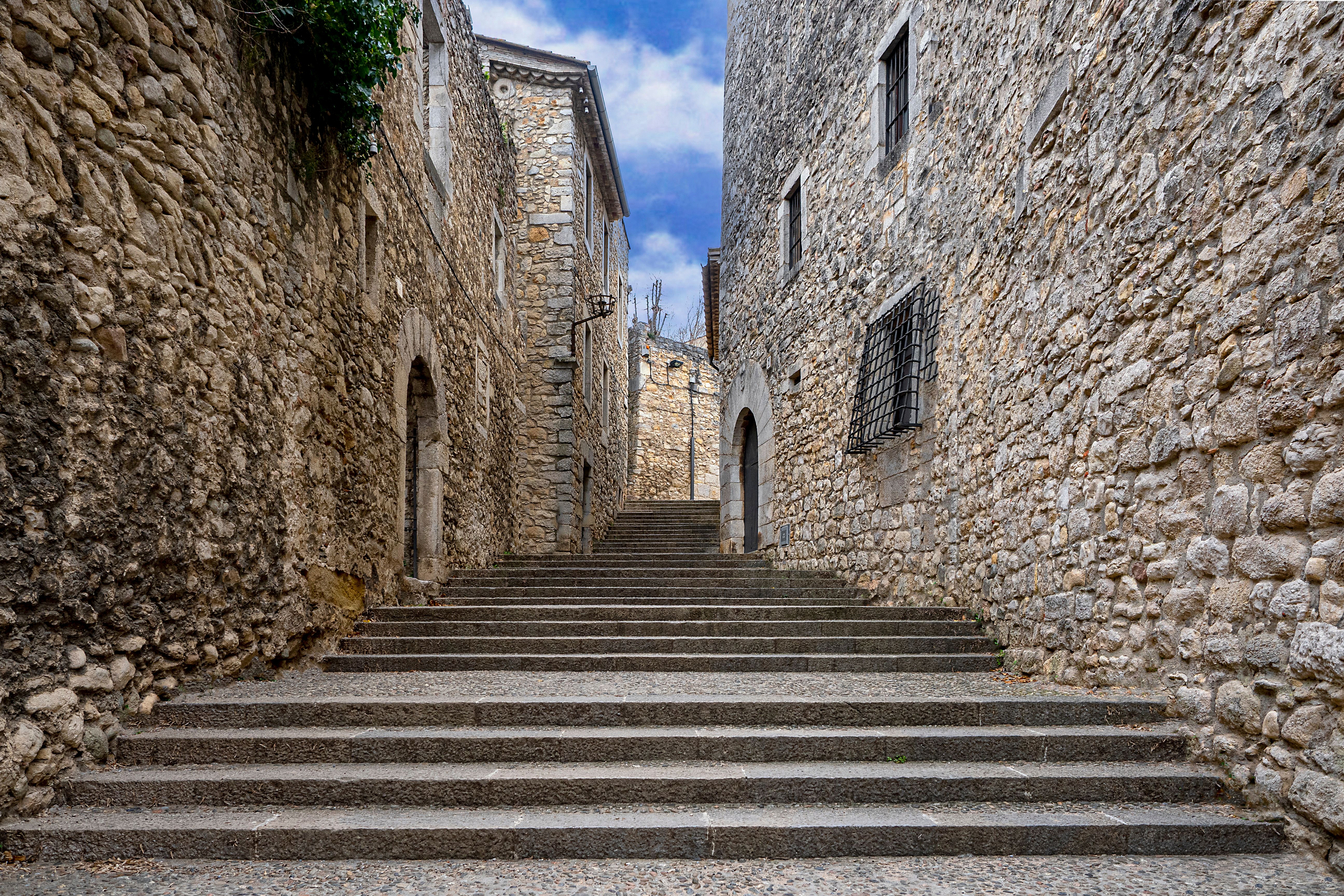 Girona Cathedral Steps & City Walls Walkway