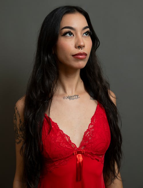 Portrait of Woman in Red Dress