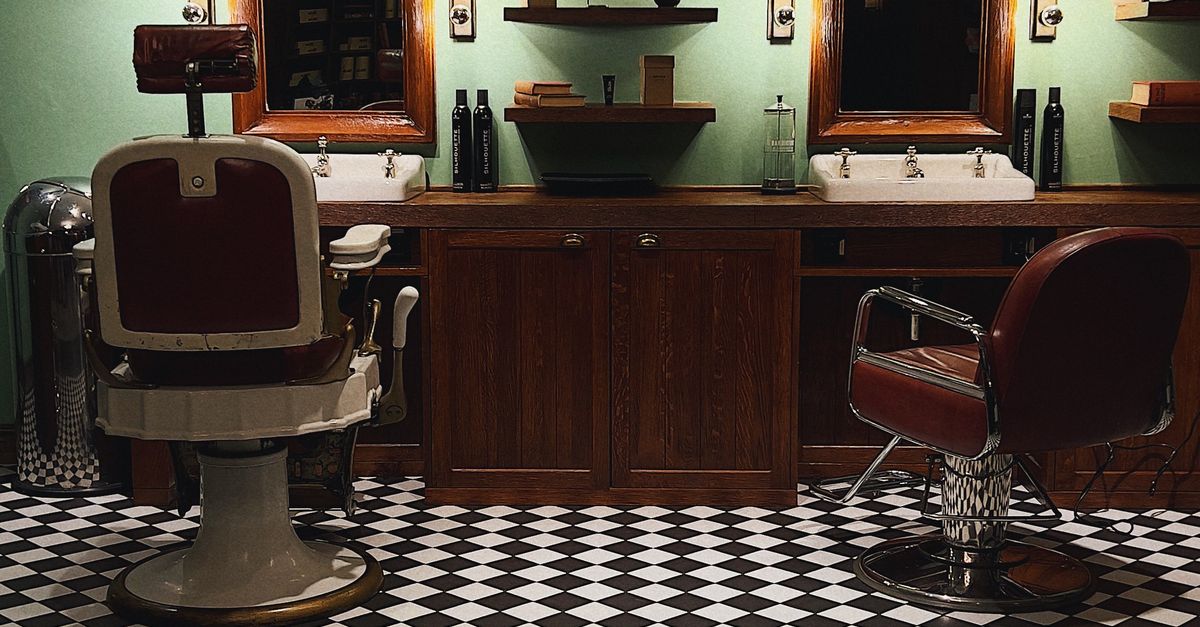 Interior of a Barber Shop with Vintage Leather Chairs and Checkered ...