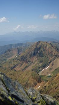 Breathtaking view of rugged alpine mountains under a clear blue sky.